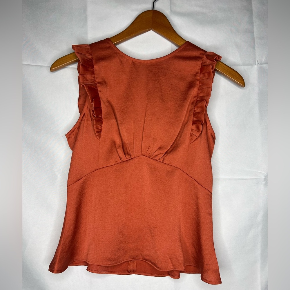 Express Ruffled Sleeveless Rust top